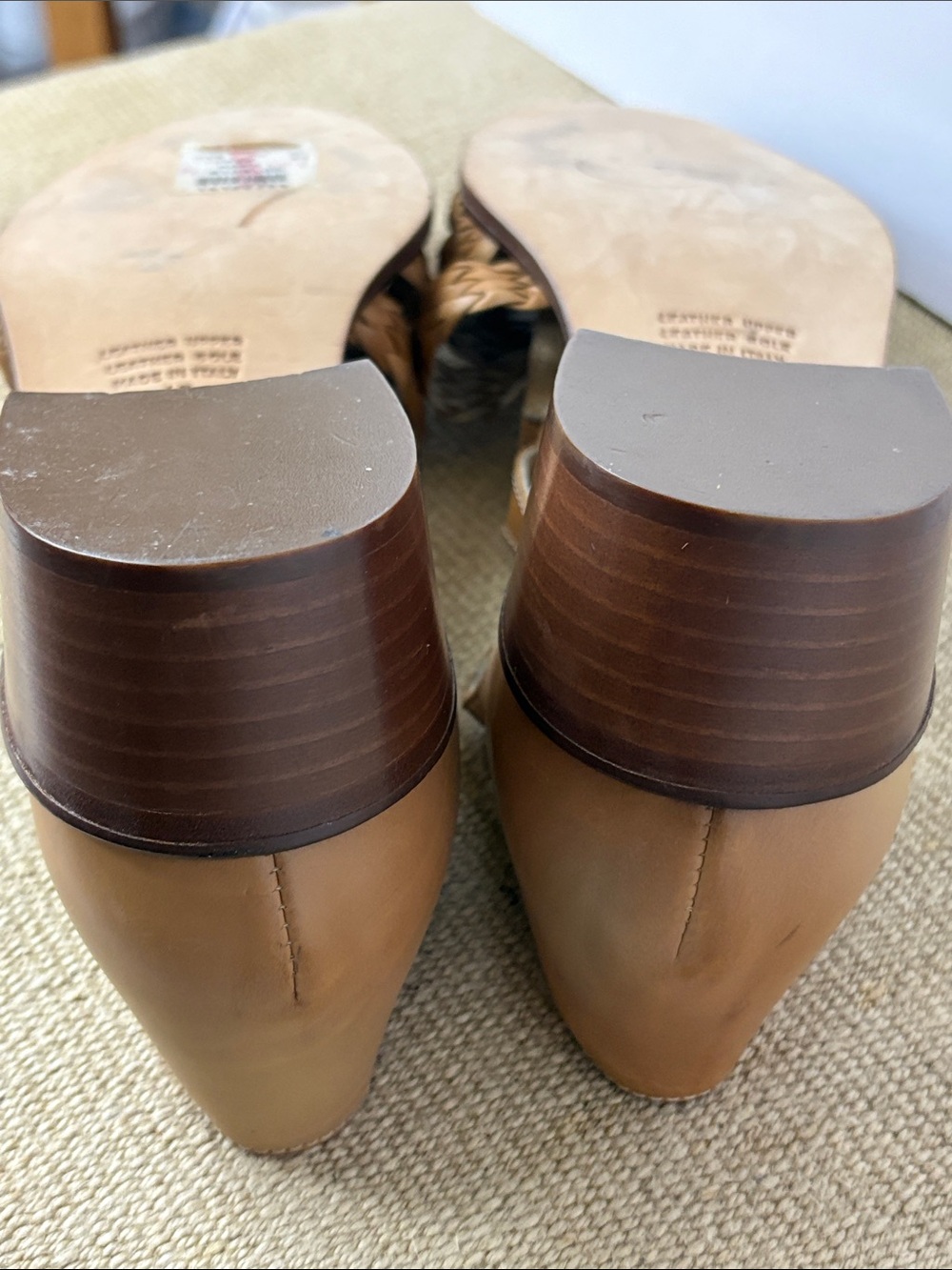 Talbots Vintage Tan Braided Leather Mary Jane Heels Size 10 - Picture 8 of 13